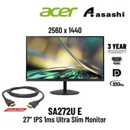 Acer SA272U E | SA272UE 27" IPS 100Hz 1ms 2K HDR10 Ultra Slim Monitor Built-in Speaker UM.HS2SM.E03