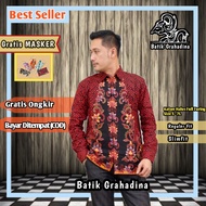 KEMEJA Men's Batik Shirt Bamboo MAROON Batik Shirt Men's Batik Shirt Long Sleeve | Maroon Batik Batik Batik Uniform Batik