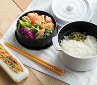 日本TAKENAKA 日本製COCOPOT可微波圓形雙層分隔保鮮盒530ml-白色