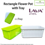 Lava Rectangle Flower Pot With Tray / Plastic Flower Pot/ Pasu Bunga Plastik