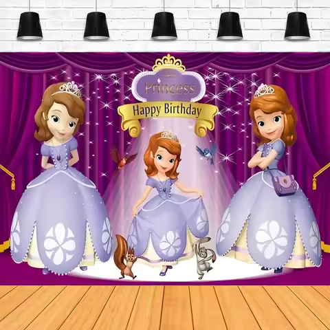 Photography Backdrop Sofia The First Princess Poster For Baby Shower Girls Birthday Party Decor Back