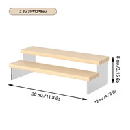 ชั้นวางเครื่องสำอางชั้นวางหลายชั้นโชว์น้ำหอมรูปเครื่องประดับชั้นวางจัดระเบียบแบบขั้นบันไดไม้อะคริลิก