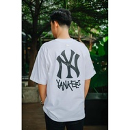 Ramadhan - NY Basic Korean MLB T-Shirt Original White Logo TeeBIG Full Unisex MLB T-Shirt/ 1:1 Brand