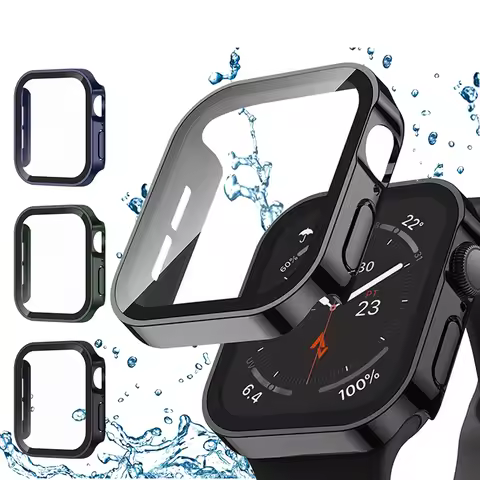 Waterproof Case for Apple Watch 7 8 45mm 41mm 44mm 40mm Screen Protector Cover Straight Edge Bumper 