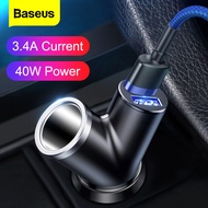 Baseus แบบ Dual USB Car C Harger สำหรับ iPhone ซัมซุง Xiaomi mi 3.4A รวดเร็วชาร์จไฟในรถชาร์จโทรศัพท์อะแดปเตอร์ชาร์จโทรศัพท์