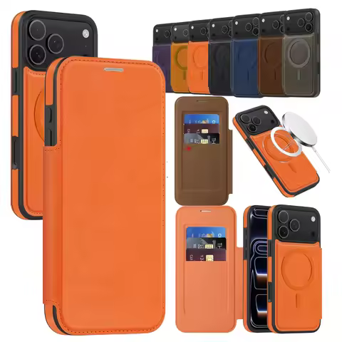 Stand Wireless Charging Flip Purse Case for iphone Air 17 Promax 16 Plus 15 14 Pro Max 13 PM 12 Magn