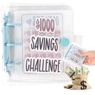1pcs 1000 Savings Challenge Binder, Money Saving Binder, Reusable Budget，Mini Budget Binder with Cas