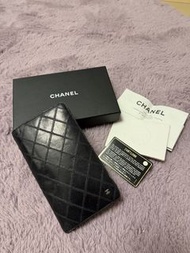 Chanel 黑色菱格長銀包