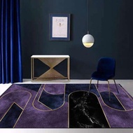 簡約客廳地毯茶幾椅墊個性長方形后現代輕奢紫色臥室家用房間地墊