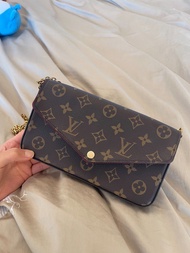 LV  Pochette Felicie 三合一 鏈條斜孭袋 棕色