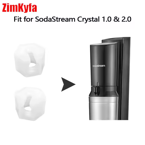 White SodaStream Crystal 1.0 2.0 Nozzle Replacement Nuts Set of Two, Quick-Fit CO2 Connector, Safe G