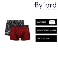 Byford Seluar Dalam Lelaki | (2 Pcs) Byford Mens Nylon Microfiber Spandex Shorty Brief Underwear Ass