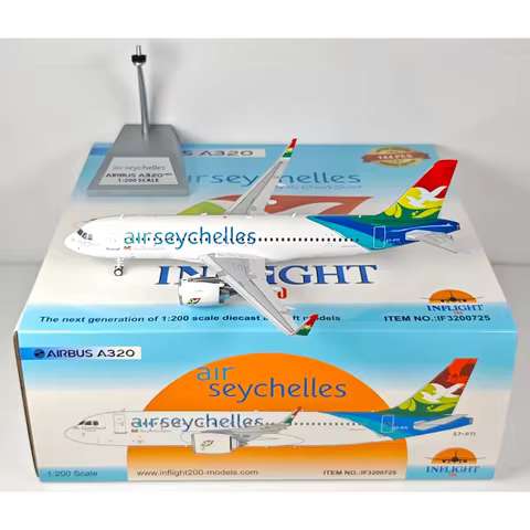 Diecast 1/200 Scale Seychelles Air A320neo S7-PTI Alloy Aircraft Model Collectible Decorative