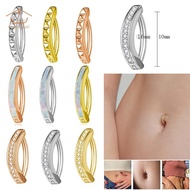 FIN Crystal Belly Button Ring Piercing Reverse Curved Barbell Navel Body Jewelry TH