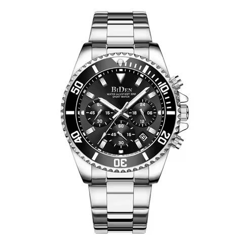 BIDEN Men's sports watch, chronograph, waterproof date simulation quartz watch, men's business watch