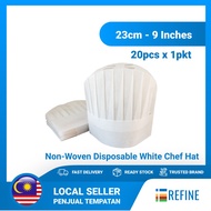 23cm / 9 Inches Non-woven Disposable White Chef Hat 10pcs x 1pkt