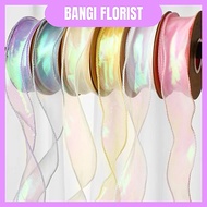 (9M) 4CM HOLOGRAM Ribbon Reben Riben Gift Satin Flower