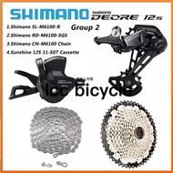 SHIMANO Deore M6100 MTB/Folding Bike 12 Speed Groupset MICRO SPLINE CS M6100 10-51T Cassette SL M6100 Right Shifter RD M6100 SGS Rear Derailleur CN M6100 Chain