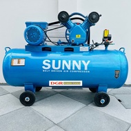 SUNNY ปั๊มลม ถังลม ขนาด 150 ลิตร มอเตอร์ 3 แรงม้า 2 สูบ ขนาดกระบอกสูบ 65mm ปั๊มลมระบบสายพาน มอเตอร์ท