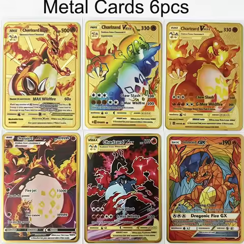 10000 Points Metal Card Arceus Charizard Super Rainbow Charizard Card Golden English Mewtwo Christma