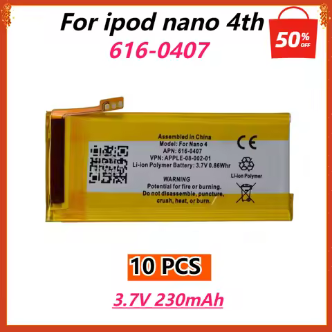 10pcs /lot Replacement Battery 616-0407 for IPod Nano 4 4G 4th Generation MP4 Nano4 3.7V 230mAh Li-i