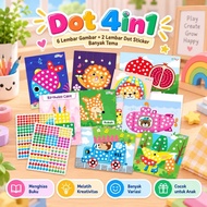 KIDSINK Mainan Edukasi 4in1 Dot Activity Stiker 6 lembar Dot Activity Mainan Edukasi Stiker Anak