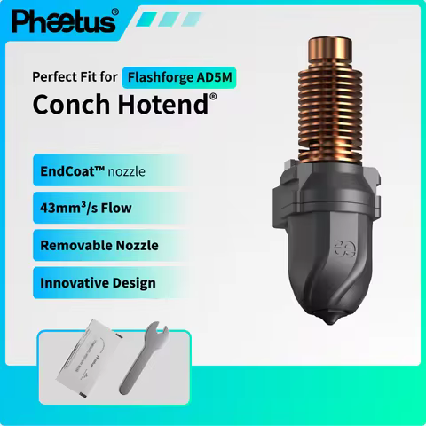 Phaetus Conch Hotend Perfect Fit for Flashforge AD5M/AD5M Pro EndCoat V6 Removable Nozzle Flashforge