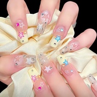 Thai Shop Fashion Nails False French Style Flash Drill Nail Art [DD920]