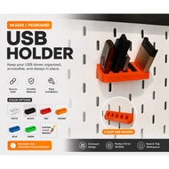 SKÅDIS / Pegboard 5 Slot USB Holder | Organizer | IKEA Skadis Compatible | USB Drive Storage Rack
