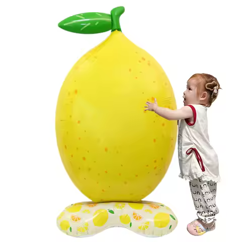 Large Standing Lemon Balloon Yellow Lemon Shaped Foil Balloon Boys Girls Birthday Summer Fruit Lemon
