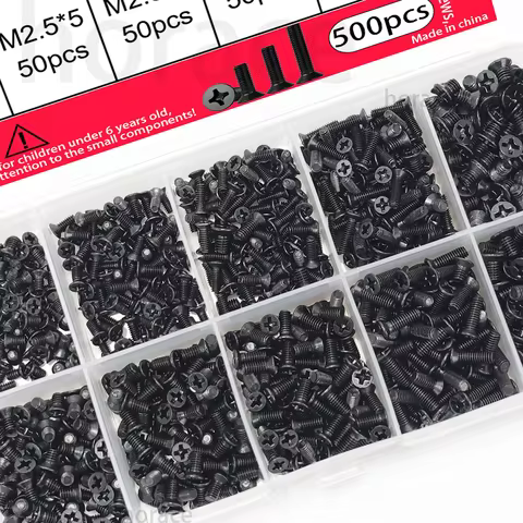 500pcs/KM flathead Phillips head screws, with M2, M2.5, and M3 sizes for computer and laptop compute
