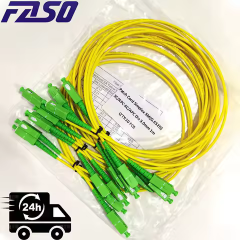 50Pcs OEM SC/APC Fiber Optic Patch Cord 1/2/3Meter SM G652D SX Core 3.0mm With Yellow LSZH Jacket Fo