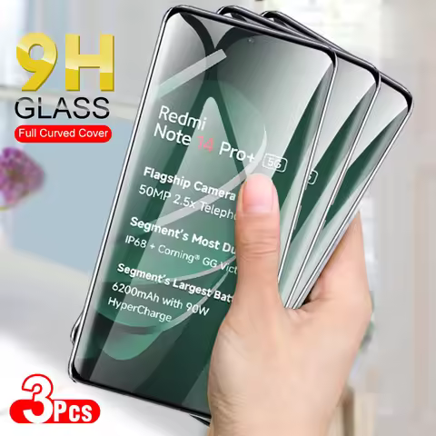 3Pcs Curved Premium Glass For Xiaomi Redmi Note 14 Pro+ 5G Screen Protector Tempered Glass Redmy Not