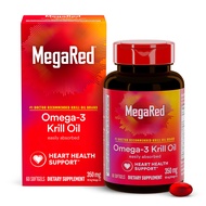 Omega-3 Krill Oil 350mg Softgels, (60 Count in A Bottle), EPA & DHA Omega-3 Fatty Acids with No Fish