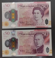 英國 50英鎊 UNC 全新 紙幣 塑膠鈔 BRITISH ENGLAND UK