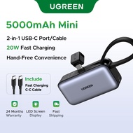UGREEN 5000mAh Power Bank PD20W/SCP22.5W USB-C Mini Fast Charging Portable Powerbank Built-in Cable