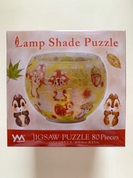 全新日版正貨 Disney Lamp Shade puzzle 迪士尼3D立體砌圖燈80塊 LED夜燈 拼圖燈 (直徑10 cm，高7cm）Chip and Dale