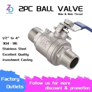 Ready Stock 2Pc Ball Valve Mm Thread End Stainless Steel 304316
