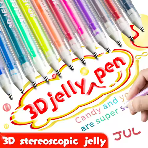 6/12 Pcs 3D Jelly Pen Roll Gel Pens Highlighter Pen Set For Coloring Books Colored Fine Point Marker