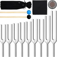 Konohan 14 Pcs Tuning Fork Set, 9 Chakra Frequencies 174hz to 963hz for Yoga & Sleep, Precision-mach