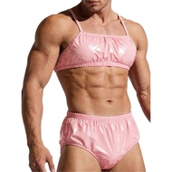 Gay Bar Sexual Lingerie Set Men Waterproof Bathing Suit Wirefree Crop Top And Swim Bottom 2-piece Ni