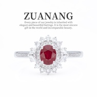 18k Gold Natural Pigeon Blood Ruby Ring 0.85ct Myanmar Origin Matching Natural South African Diamond