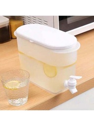 1個帶有水龍頭的冰鮮飲料盆,118.35盎司的大容量冰箱冷水壺水果茶壺檸檬水桶,適用於家庭旅行野營室內外派對