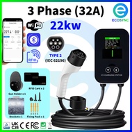 🔋Ready Stock EV Wallbox Charger Type 2 Wi-Fi / App Smart AC Charger 7kw 11kw 22kw Tesla BYD eMas 5