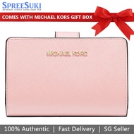 Michael Kors Wallet In Box Medium Wallet Jet Set Travel Zip Coin Powder Blush 35F7GTVF2L