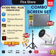 HY300 PRO+ PLUS ORI BELI 1 PERCUMA 1 Kombo Skrin Android Projektor 4k 5G Sistem Teater Rumah Pawagam