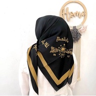 KERUDUNG SEGI EMPAT MOTIF MUSLIMAT NU HITAM SERIES/HIJAB VOAL SUBLIME 110×110CM JILBAB KORAN ARAB