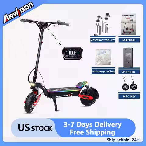 Arwibon GT06Plus Adult Electric Scooter,Speed up to 35MPH, 52V23.4AH ,11 Inch Off-Road Tires, Foldab