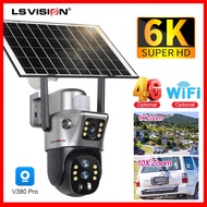 LS VISION V380 6K 12MP Wifi/4G Three Lens 10X Zoom Solar CCTV Camera Wireless Full Color Night Visio