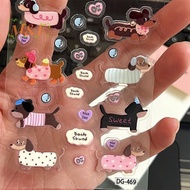 [M&E] Cute Cartoon Dachshund 3D Jelly Stickers Transparent Resin Gel Self-adhesive Decoration For DI